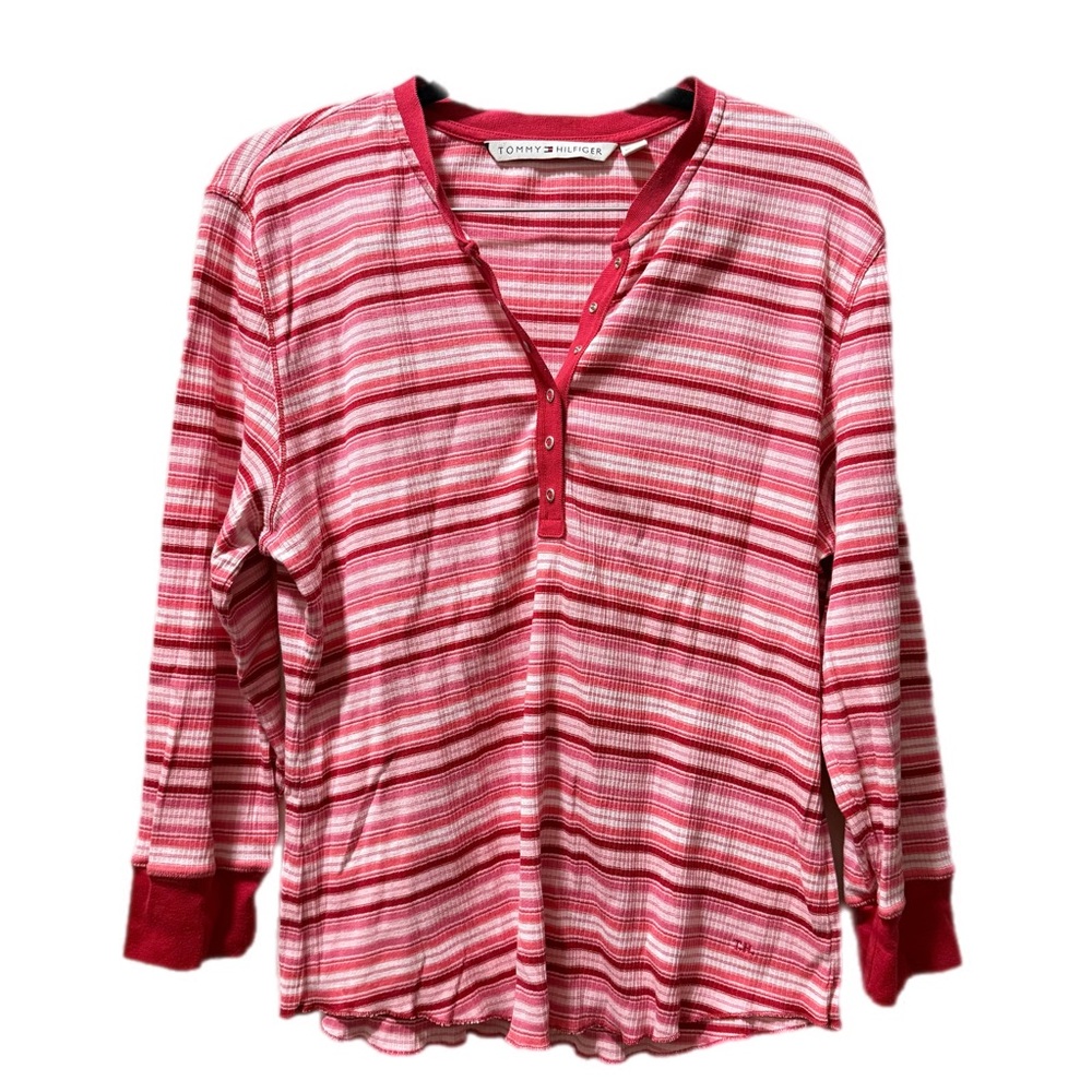 Y2K 2004 Tommy Hilfiger Striped Ribbed Long Sleeve